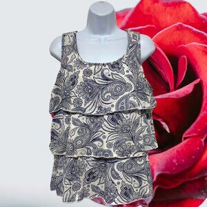 Dressbarn-Women's Petite Large Pullover Top Multi-Color Sleeveless Floral Design